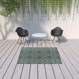 5' X 7' Blue and Gray Geometric Stain Resistant Indoor Outdoor Area Rug - Homeroots - Flyclothing LLC