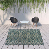 8' x 10' Blue and Gray Geometric Stain Resistant Indoor Outdoor Area Rug - Homeroots - Flyclothing LLC