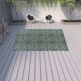 10' X 13' Blue and Gray Geometric Stain Resistant Indoor Outdoor Area Rug - Homeroots - Flyclothing LLC