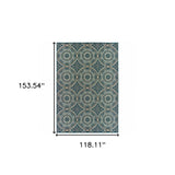 10' X 13' Blue and Gray Geometric Stain Resistant Indoor Outdoor Area Rug - Homeroots - Flyclothing LLC