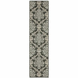 2' X 8' Gray Floral Stain Resistant Indoor Outdoor Area Rug - Homeroots - Flyclothing LLC