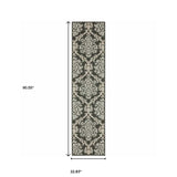 2' X 8' Gray Floral Stain Resistant Indoor Outdoor Area Rug - Homeroots - Flyclothing LLC