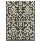 7' X 9' Gray Floral Stain Resistant Indoor Outdoor Area Rug - Homeroots - Flyclothing LLC