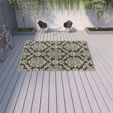 10' X 13' Gray Floral Stain Resistant Indoor Outdoor Area Rug - Homeroots - Flyclothing LLC