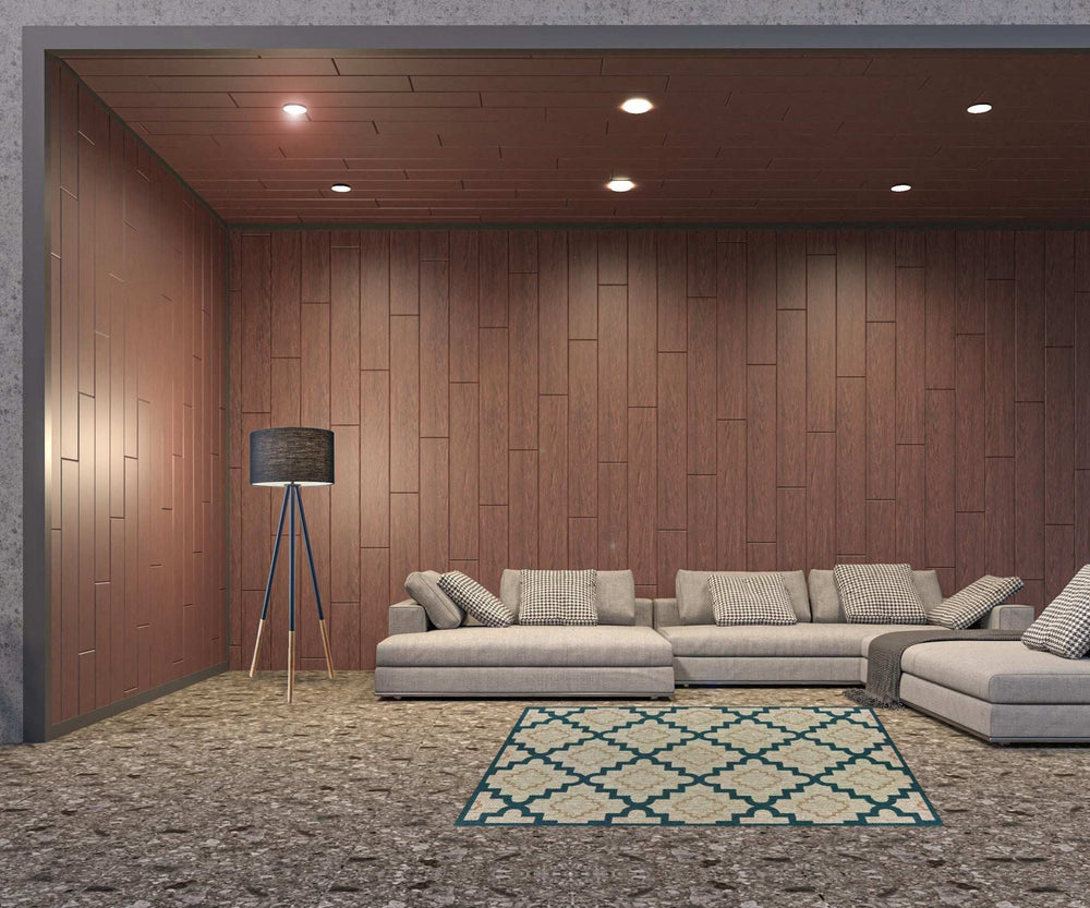 5' X 7' Blue and Gray Geometric Stain Resistant Indoor Outdoor Area Rug - Homeroots - Flyclothing LLC