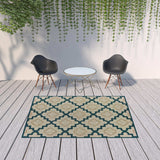 7' X 9' Blue and Gray Geometric Stain Resistant Indoor Outdoor Area Rug - Homeroots - Flyclothing LLC