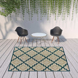8' x 10' Blue and Gray Geometric Stain Resistant Indoor Outdoor Area Rug - Homeroots - Flyclothing LLC