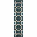 2' X 8' Blue and Gray Geometric Stain Resistant Indoor Outdoor Area Rug - Homeroots - Flyclothing LLC