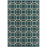 10' X 13' Blue and Gray Geometric Stain Resistant Indoor Outdoor Area Rug - Homeroots - Flyclothing LLC