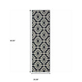 2' X 8' Black and Gray Geometric Stain Resistant Indoor Outdoor Area Rug - Homeroots - Flyclothing LLC