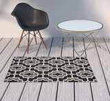 2' X 4' Black and Gray Geometric Stain Resistant Indoor Outdoor Area Rug - Homeroots - Flyclothing LLC