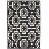 4' X 6' Black and Gray Geometric Stain Resistant Indoor Outdoor Area Rug - Homeroots - Flyclothing LLC