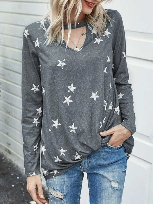 Cutout Round Neck Long Sleeve T-Shirt - Trendsi - Flyclothing LLC