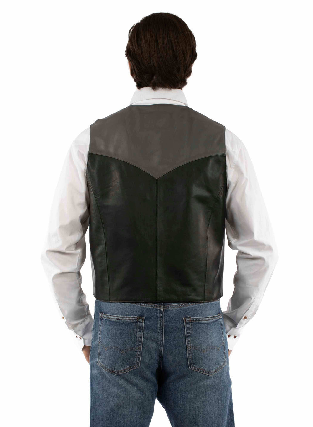Scully Leather 100% Leather Black W/Grey Snap Front Vest - Scully Leather - Flyclothing LLC