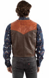 leatherwear mens chocolate w/cognac 100% leather snap front vest - Scully Leather - Flyclothing LLC