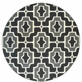 8' X 8' Black and Gray Round Geometric Stain Resistant Indoor Outdoor Area Rug - Homeroots - Flyclothing LLC
