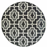 8' X 8' Black and Gray Round Geometric Stain Resistant Indoor Outdoor Area Rug - Homeroots - Flyclothing LLC