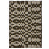 2' X 4' Black and Tan Geometric Stain Resistant Indoor Outdoor Area Rug - Homeroots - Flyclothing LLC