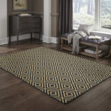 2' X 4' Black and Tan Geometric Stain Resistant Indoor Outdoor Area Rug - Homeroots - Flyclothing LLC