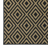 2' X 8' Black and Tan Geometric Stain Resistant Indoor Outdoor Area Rug - Homeroots - Flyclothing LLC