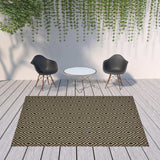 8' X 11' Black and Tan Geometric Stain Resistant Indoor Outdoor Area Rug - Homeroots - Flyclothing LLC