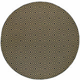 8' X 8' Black and Tan Round Geometric Stain Resistant Indoor Outdoor Area Rug - Homeroots - Flyclothing LLC