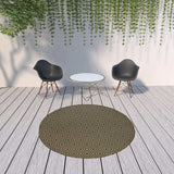 8' X 8' Black and Tan Round Geometric Stain Resistant Indoor Outdoor Area Rug - Homeroots - Flyclothing LLC
