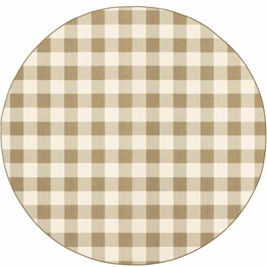 8' X 8' Gray and Ivory Round Geometric Stain Resistant Indoor Outdoor Area Rug - Homeroots - Flyclothing LLC
