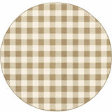 8' X 8' Gray and Ivory Round Geometric Stain Resistant Indoor Outdoor Area Rug - Homeroots - Flyclothing LLC
