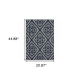 2' X 4' Blue and Ivory Geometric Stain Resistant Indoor Outdoor Area Rug - Homeroots - Flyclothing LLC