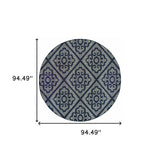 8' X 8' Blue and Ivory Round Geometric Stain Resistant Indoor Outdoor Area Rug - Homeroots - Flyclothing LLC