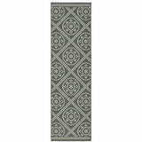 2' X 8' Gray and Ivory Geometric Stain Resistant Indoor Outdoor Area Rug - Homeroots - Flyclothing LLC