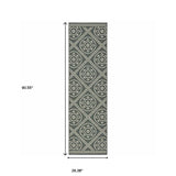 2' X 8' Gray and Ivory Geometric Stain Resistant Indoor Outdoor Area Rug - Homeroots - Flyclothing LLC