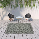7' X 10' Gray and Ivory Geometric Stain Resistant Indoor Outdoor Area Rug - Homeroots - Flyclothing LLC