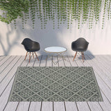 8' X 11' Gray and Ivory Geometric Stain Resistant Indoor Outdoor Area Rug - Homeroots - Flyclothing LLC