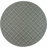 8' X 8' Gray and Ivory Round Geometric Stain Resistant Indoor Outdoor Area Rug - Homeroots - Flyclothing LLC