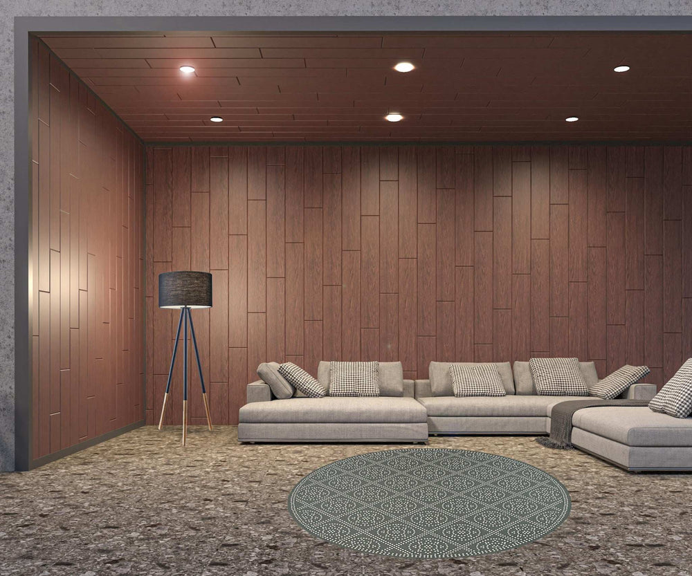 8' X 8' Gray and Ivory Round Geometric Stain Resistant Indoor Outdoor Area Rug - Homeroots - Flyclothing LLC