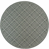 8' X 8' Gray and Ivory Round Geometric Stain Resistant Indoor Outdoor Area Rug - Homeroots - Flyclothing LLC
