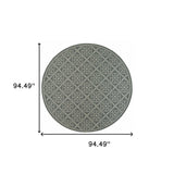 8' X 8' Gray and Ivory Round Geometric Stain Resistant Indoor Outdoor Area Rug - Homeroots - Flyclothing LLC