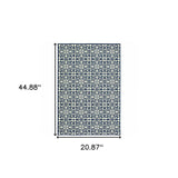 2' X 4' Ivory and Blue Geometric Stain Resistant Indoor Outdoor Area Rug - Homeroots - Flyclothing LLC