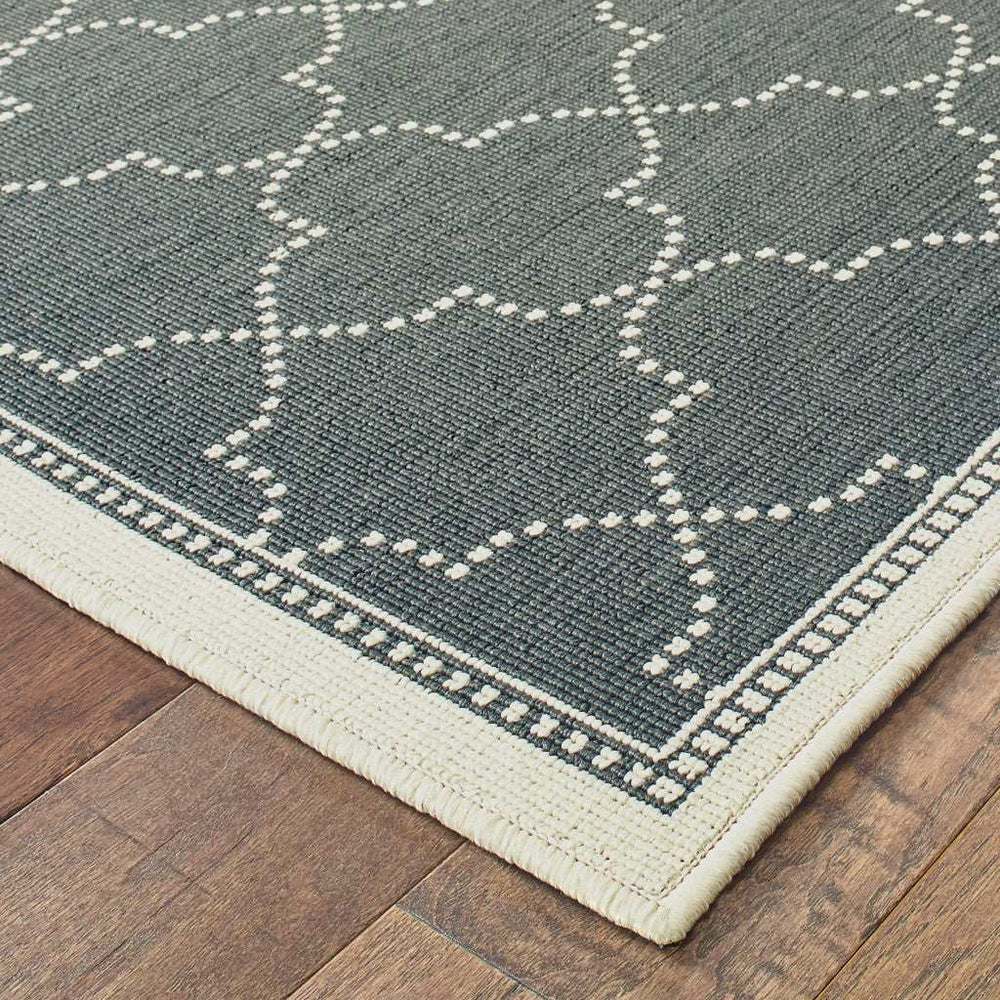 7' X 10' Gray and Ivory Geometric Stain Resistant Indoor Outdoor Area Rug - Homeroots - Flyclothing LLC