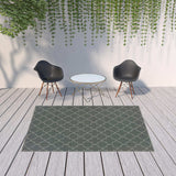 7' X 10' Gray and Ivory Geometric Stain Resistant Indoor Outdoor Area Rug - Homeroots - Flyclothing LLC