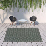 8' X 11' Gray and Ivory Geometric Stain Resistant Indoor Outdoor Area Rug - Homeroots - Flyclothing LLC