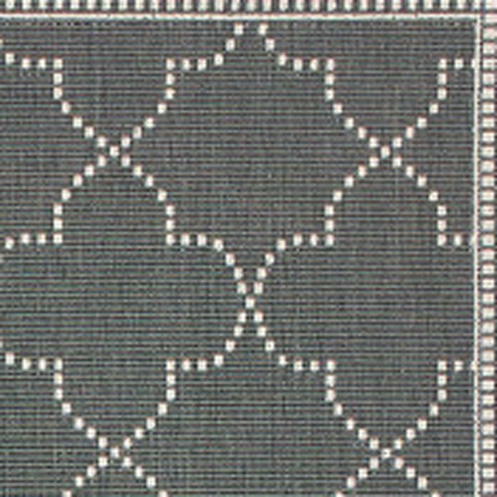 8' X 11' Gray and Ivory Geometric Stain Resistant Indoor Outdoor Area Rug - Homeroots - Flyclothing LLC