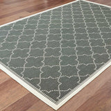 9' X 13' Gray and Ivory Geometric Stain Resistant Indoor Outdoor Area Rug - Homeroots - Flyclothing LLC
