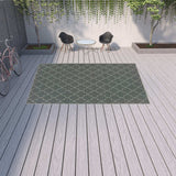 9' X 13' Gray and Ivory Geometric Stain Resistant Indoor Outdoor Area Rug - Homeroots - Flyclothing LLC
