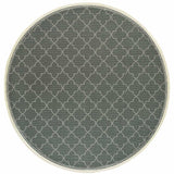 8' X 8' Gray and Ivory Round Geometric Stain Resistant Indoor Outdoor Area Rug - Homeroots - Flyclothing LLC