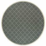 8' X 8' Gray and Ivory Round Geometric Stain Resistant Indoor Outdoor Area Rug - Homeroots - Flyclothing LLC