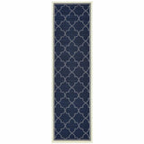 2' X 8' Blue and Ivory Geometric Stain Resistant Indoor Outdoor Area Rug - Homeroots - Flyclothing LLC