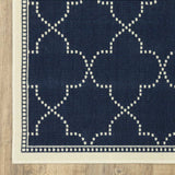 2' X 8' Blue and Ivory Geometric Stain Resistant Indoor Outdoor Area Rug - Homeroots - Flyclothing LLC